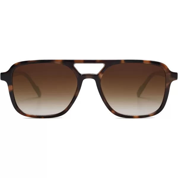 imageSOJOS Retro Aviator Sunglasses for Women MenTrendy Rectangle Womens Mens Shades Sun Glasses SJ2202Brown Tortoise FrameBrown Grading Lens
