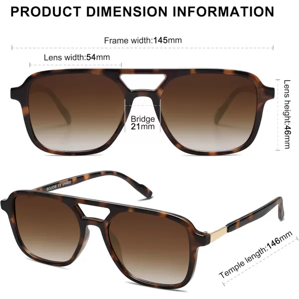 imageSOJOS Retro Aviator Sunglasses for Women MenTrendy Rectangle Womens Mens Shades Sun Glasses SJ2202Brown Tortoise FrameBrown Grading Lens