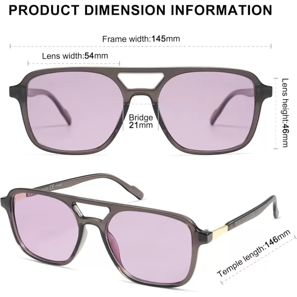 imageSOJOS Retro Aviator Sunglasses for Women MenTrendy Rectangle Womens Mens Shades Sun Glasses SJ2202Grey FramePurple Lens