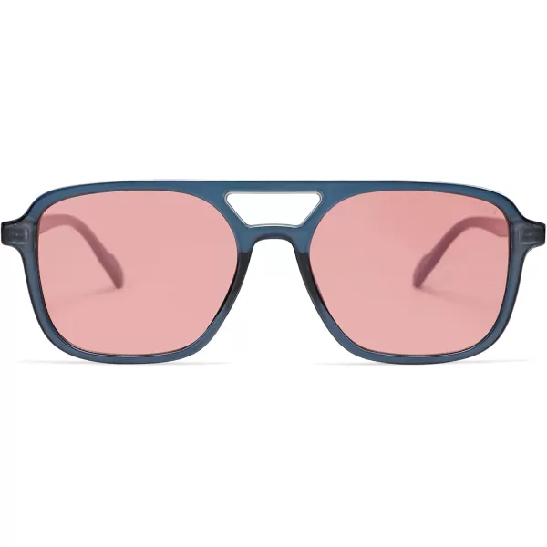imageSOJOS Retro Aviator Sunglasses for Women MenTrendy Rectangle Womens Mens Shades Sun Glasses SJ2202Milky Blue FrameRed Lens