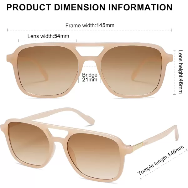 imageSOJOS Retro Aviator Sunglasses for Women MenTrendy Rectangle Womens Mens Shades Sun Glasses SJ2202Milky Cream FrameBrown Grading Lens
