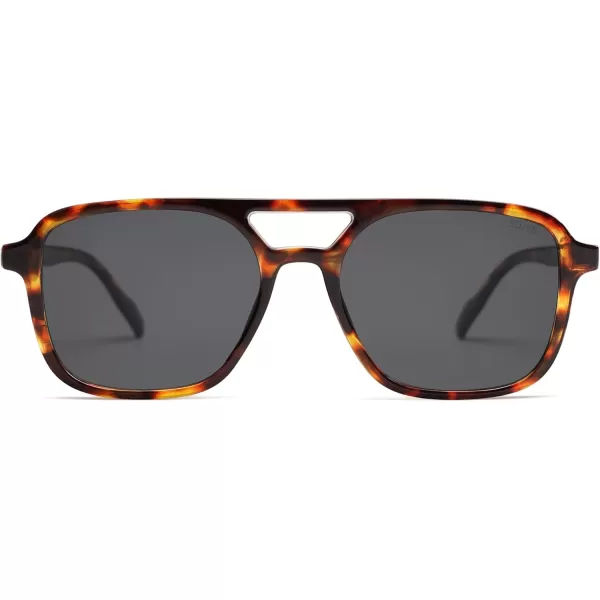 imageSOJOS Retro Aviator Sunglasses for Women MenTrendy Rectangle Womens Mens Shades Sun Glasses SJ2202Tortoise FrameGrey Lens