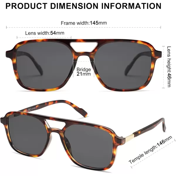 imageSOJOS Retro Aviator Sunglasses for Women MenTrendy Rectangle Womens Mens Shades Sun Glasses SJ2202Tortoise FrameGrey Lens