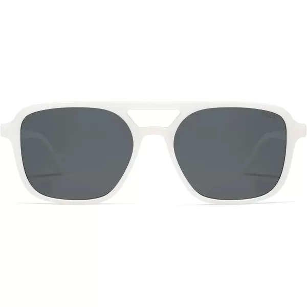 imageSOJOS Retro Aviator Sunglasses for Women MenTrendy Rectangle Womens Mens Shades Sun Glasses SJ2202White FrameGrey Lens