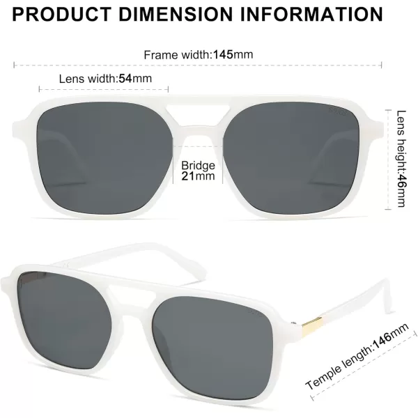 imageSOJOS Retro Aviator Sunglasses for Women MenTrendy Rectangle Womens Mens Shades Sun Glasses SJ2202White FrameGrey Lens