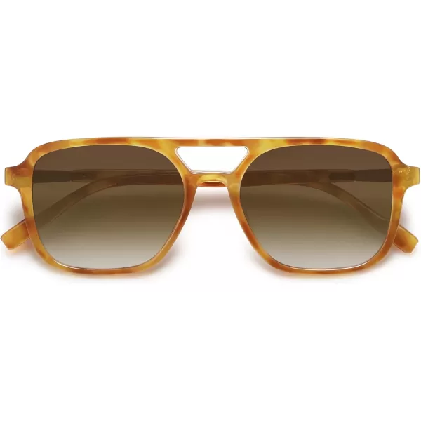 imageSOJOS Retro Aviator Sunglasses for Women MenTrendy Rectangle Womens Mens Shades Sun Glasses SJ2202Yellow Tortoise FrameGrey Green Grading Lens