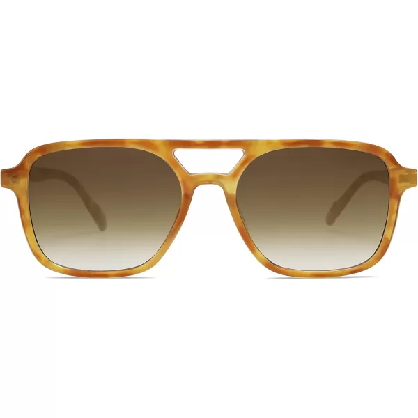 imageSOJOS Retro Aviator Sunglasses for Women MenTrendy Rectangle Womens Mens Shades Sun Glasses SJ2202Yellow Tortoise FrameGrey Green Grading Lens