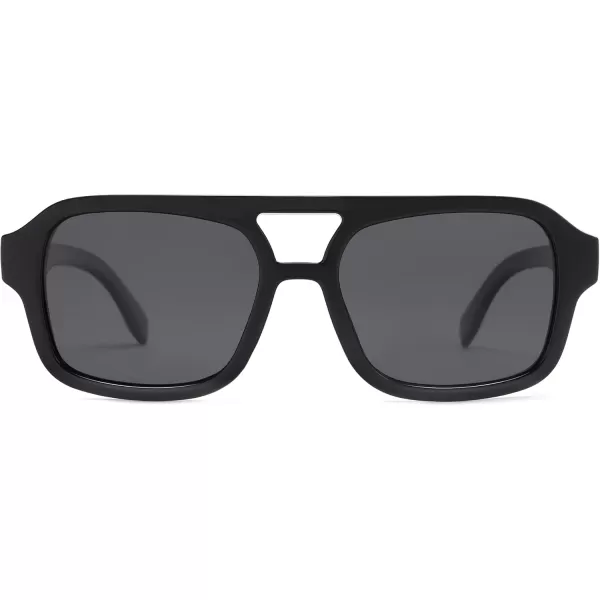 imageSOJOS Retro Aviator Sunglasses for Womens Mens Polarized Trendy Rectangle Designer Inspired Shades 80s 90s Sun Glasses SJ2342Black