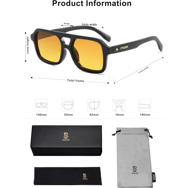 imageSOJOS Retro Aviator Sunglasses for Womens Mens Polarized Trendy Rectangle Designer Inspired Shades 80s 90s Sun Glasses SJ2342Orange