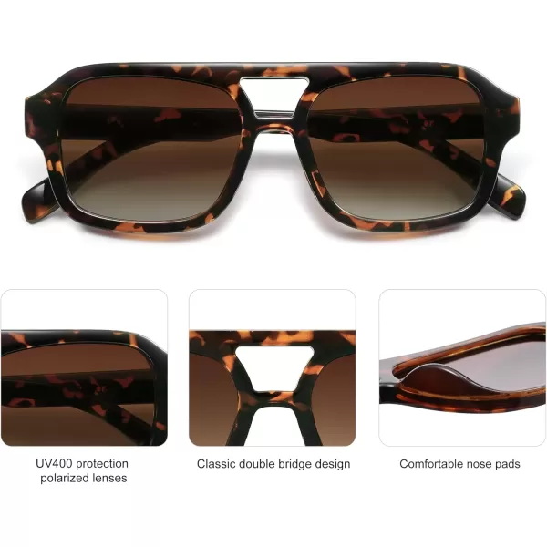 imageSOJOS Retro Aviator Sunglasses for Womens Mens Polarized Trendy Rectangle Designer Inspired Shades 80s 90s Sun Glasses SJ2342Tortoise