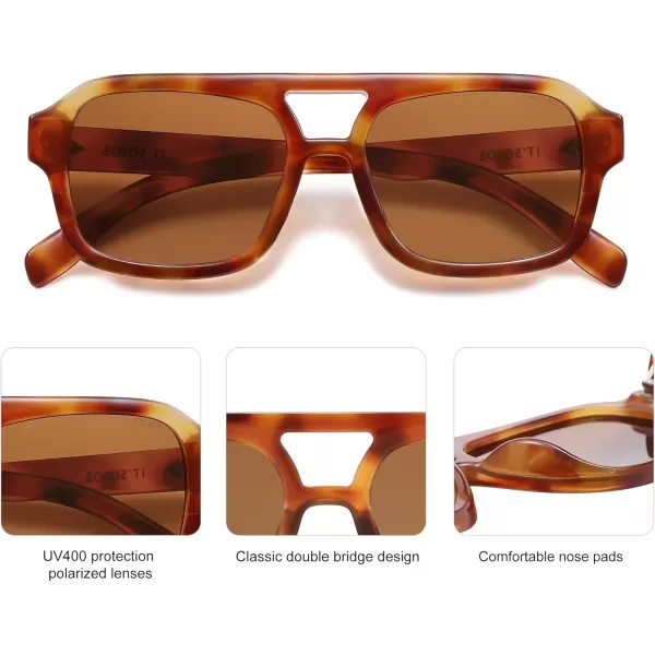 imageSOJOS Retro Aviator Sunglasses for Womens Mens Polarized Trendy Rectangle Designer Inspired Shades 80s 90s Sun Glasses SJ2342Yellow