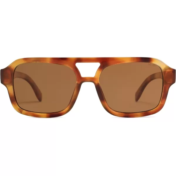 imageSOJOS Retro Aviator Sunglasses for Womens Mens Polarized Trendy Rectangle Designer Inspired Shades 80s 90s Sun Glasses SJ2342Yellow