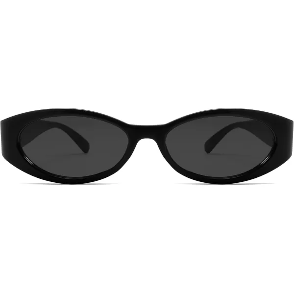 imageSOJOS Retro Oval Polarized Sunglasses for Women Men Trendy Cateye Vintage Y2k Sunnies SJ2364BlackGrey