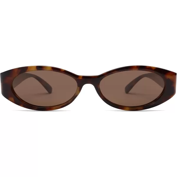 imageSOJOS Retro Oval Polarized Sunglasses for Women Men Trendy Cateye Vintage Y2k Sunnies SJ2364TortoiseBrown