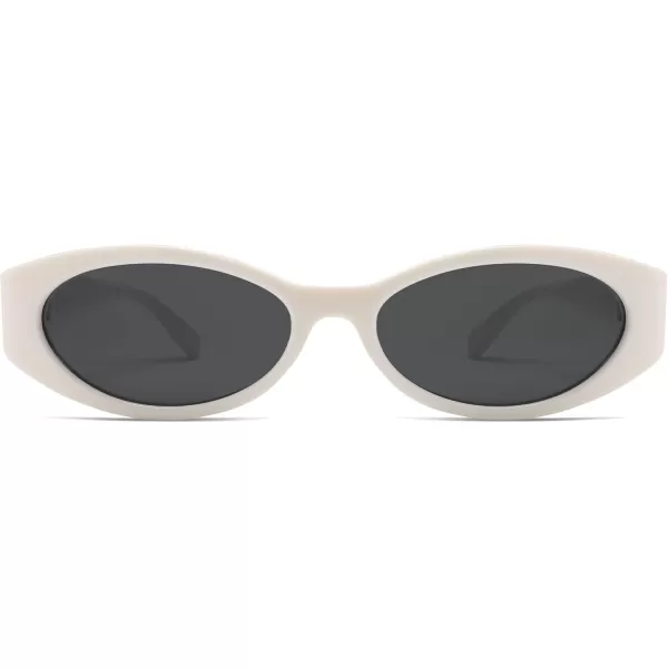 imageSOJOS Retro Oval Polarized Sunglasses for Women Men Trendy Cateye Vintage Y2k Sunnies SJ2364WhiteGrey