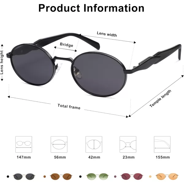 imageSOJOS Retro Oval Sunglasses for Women Men Trendy Sun Glasses Designer Inspired Classic Shades UV400 Protection SJ1224Black