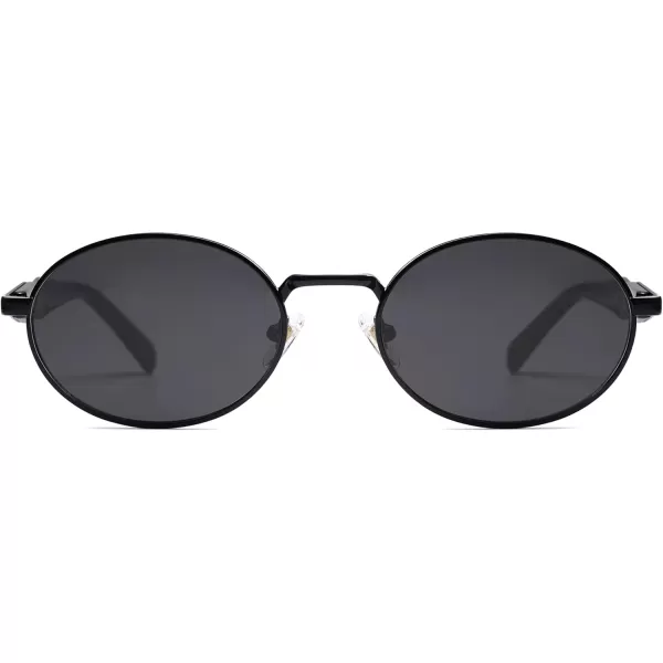 imageSOJOS Retro Oval Sunglasses for Women Men Trendy Sun Glasses Designer Inspired Classic Shades UV400 Protection SJ1224Black
