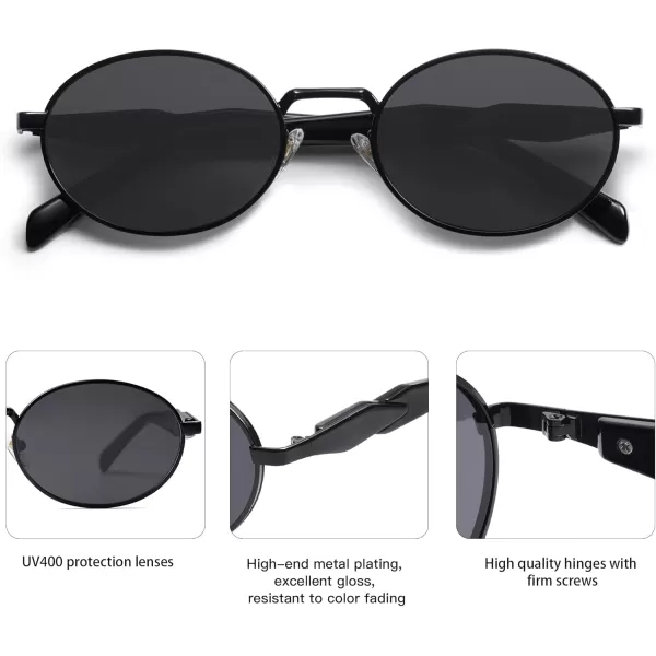 imageSOJOS Retro Oval Sunglasses for Women Men Trendy Sun Glasses Designer Inspired Classic Shades UV400 Protection SJ1224Black
