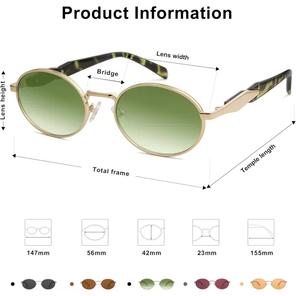 imageSOJOS Retro Oval Sunglasses for Women Men Trendy Sun Glasses Designer Inspired Classic Shades UV400 Protection SJ1224Green