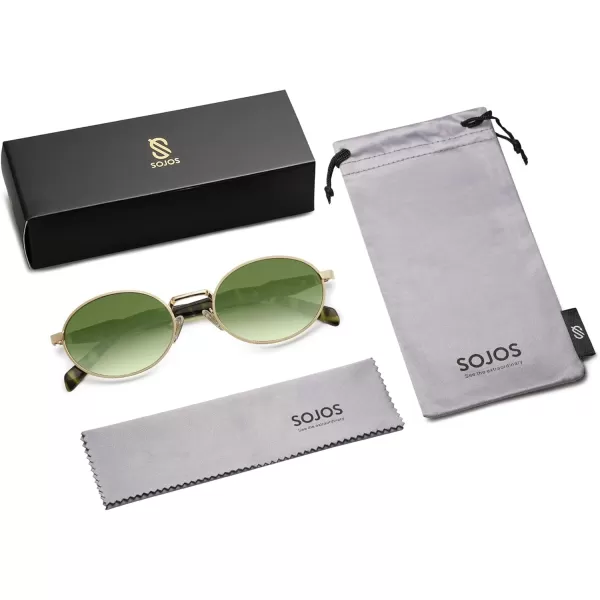 imageSOJOS Retro Oval Sunglasses for Women Men Trendy Sun Glasses Designer Inspired Classic Shades UV400 Protection SJ1224Green