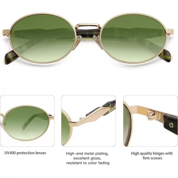 imageSOJOS Retro Oval Sunglasses for Women Men Trendy Sun Glasses Designer Inspired Classic Shades UV400 Protection SJ1224Green