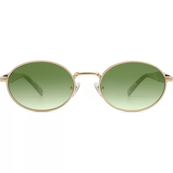 imageSOJOS Retro Oval Sunglasses for Women Men Trendy Sun Glasses Designer Inspired Classic Shades UV400 Protection SJ1224Green