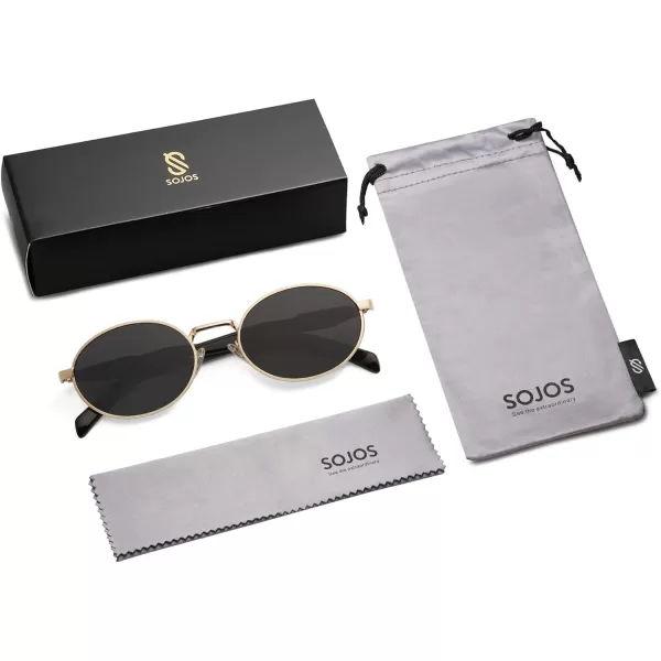 imageSOJOS Retro Oval Sunglasses for Women Men Trendy Sun Glasses Designer Inspired Classic Shades UV400 Protection SJ1224Grey