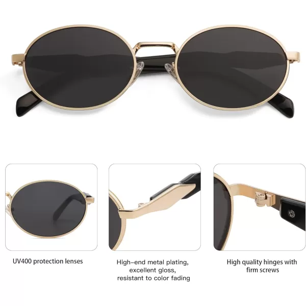 imageSOJOS Retro Oval Sunglasses for Women Men Trendy Sun Glasses Designer Inspired Classic Shades UV400 Protection SJ1224Grey