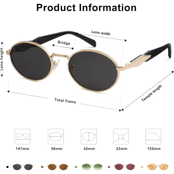 imageSOJOS Retro Oval Sunglasses for Women Men Trendy Sun Glasses Designer Inspired Classic Shades UV400 Protection SJ1224Grey