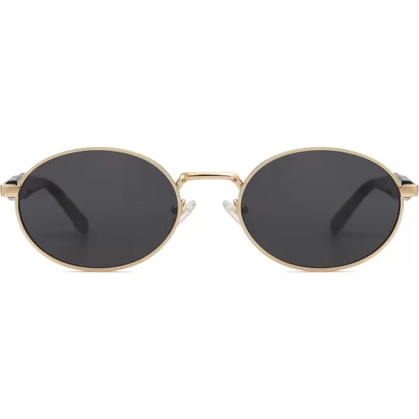 imageSOJOS Retro Oval Sunglasses for Women Men Trendy Sun Glasses Designer Inspired Classic Shades UV400 Protection SJ1224Grey