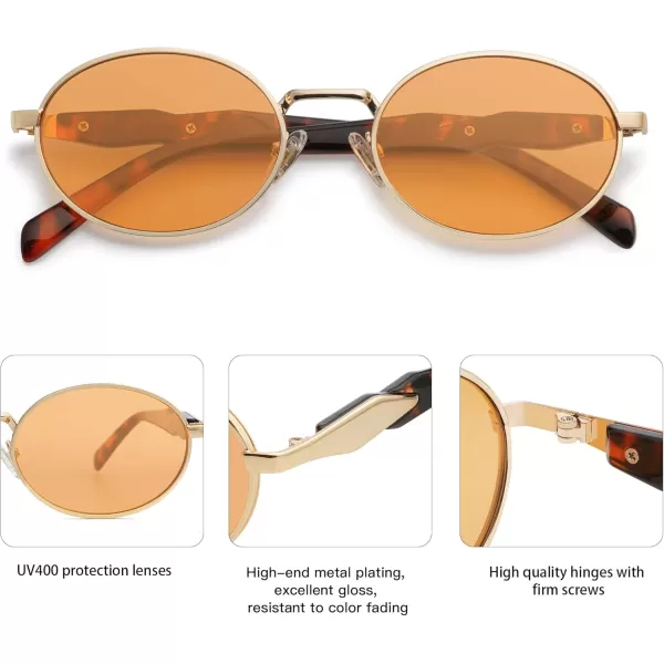 imageSOJOS Retro Oval Sunglasses for Women Men Trendy Sun Glasses Designer Inspired Classic Shades UV400 Protection SJ1224Orange
