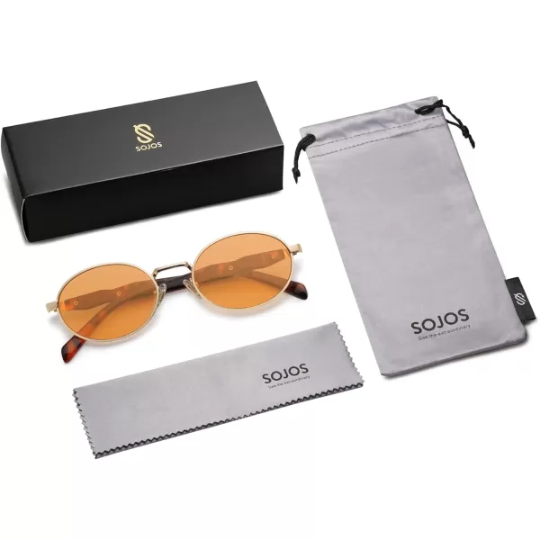 imageSOJOS Retro Oval Sunglasses for Women Men Trendy Sun Glasses Designer Inspired Classic Shades UV400 Protection SJ1224Orange