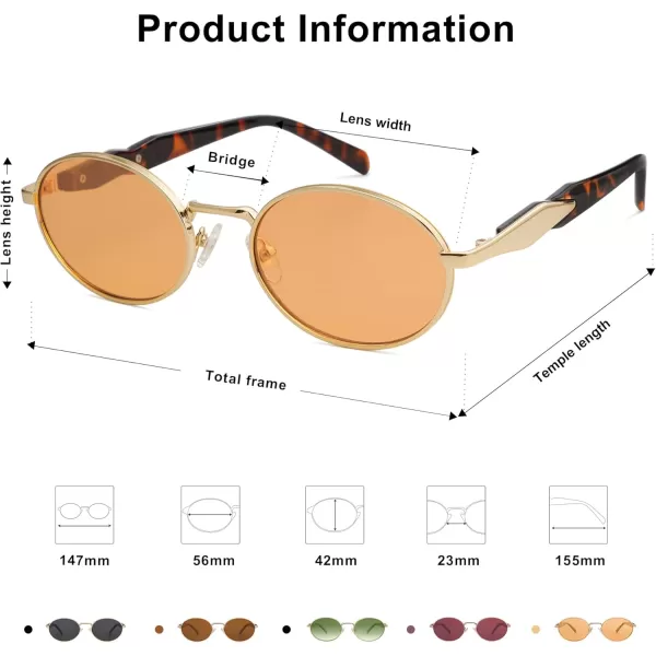 imageSOJOS Retro Oval Sunglasses for Women Men Trendy Sun Glasses Designer Inspired Classic Shades UV400 Protection SJ1224Orange