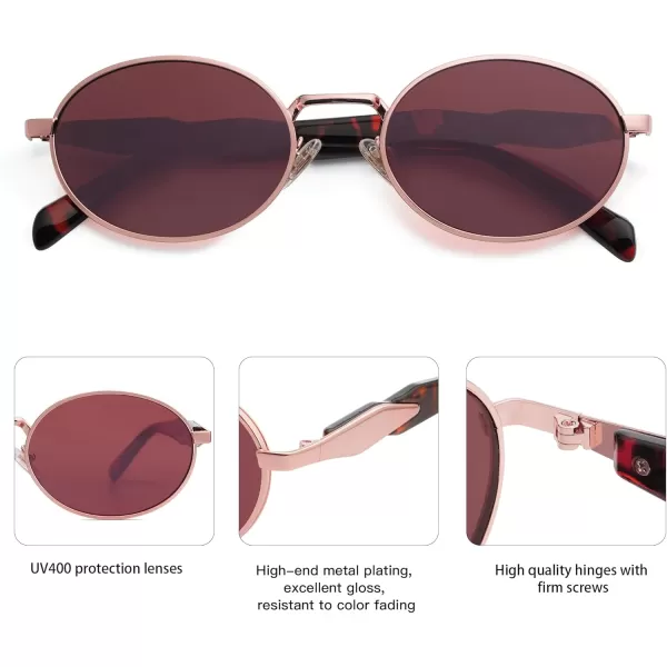 imageSOJOS Retro Oval Sunglasses for Women Men Trendy Sun Glasses Designer Inspired Classic Shades UV400 Protection SJ1224Red