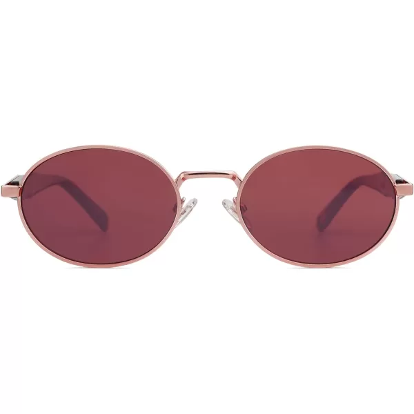 imageSOJOS Retro Oval Sunglasses for Women Men Trendy Sun Glasses Designer Inspired Classic Shades UV400 Protection SJ1224Red