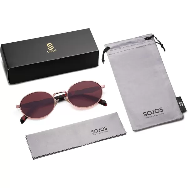 imageSOJOS Retro Oval Sunglasses for Women Men Trendy Sun Glasses Designer Inspired Classic Shades UV400 Protection SJ1224Red