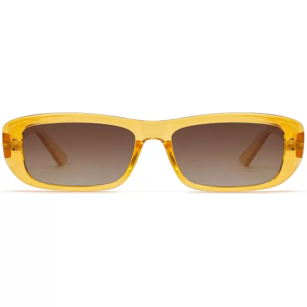 imageSOJOS Retro Rectangle Polarized Sunglasses for Women Men Trendy Narrow Rectangular Frame Sunnies SJ2351Crystal Orange