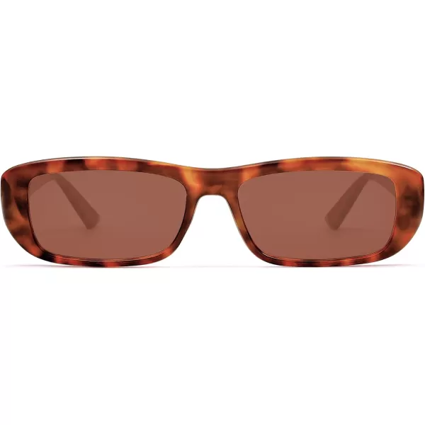 imageSOJOS Retro Rectangle Polarized Sunglasses for Women Men Trendy Narrow Rectangular Frame Sunnies SJ2351Yellow Tortoise