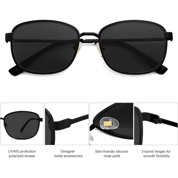 imageSOJOS Retro Rectangle Polarized Sunglasses for Women Men Vintage 90s Style Rectangular Frame Sunnies SJ1225BlackGrey