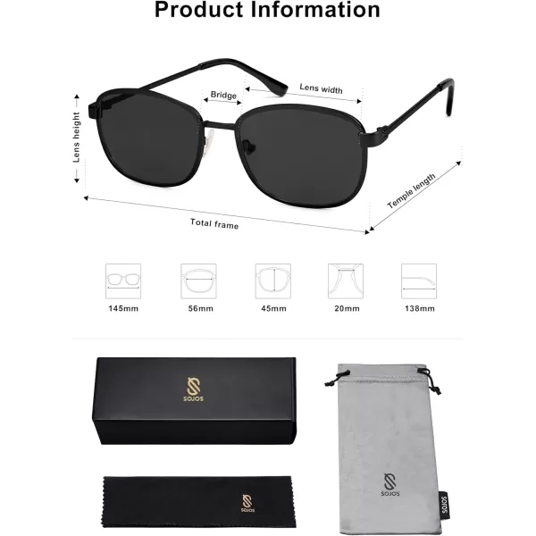 imageSOJOS Retro Rectangle Polarized Sunglasses for Women Men Vintage 90s Style Rectangular Frame Sunnies SJ1225BlackGrey