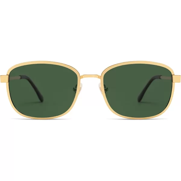 imageSOJOS Retro Rectangle Polarized Sunglasses for Women Men Vintage 90s Style Rectangular Frame Sunnies SJ1225GoldDark Green