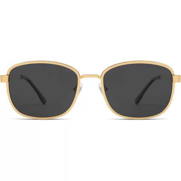 imageSOJOS Retro Rectangle Polarized Sunglasses for Women Men Vintage 90s Style Rectangular Frame Sunnies SJ1225GoldGrey