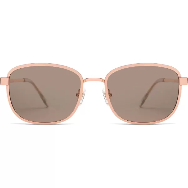 imageSOJOS Retro Rectangle Polarized Sunglasses for Women Men Vintage 90s Style Rectangular Frame Sunnies SJ1225Rose GoldLight Brown