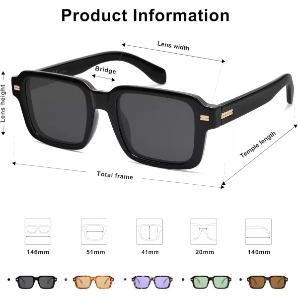 imageSOJOS Retro Square Polarized Sunglasses for Women Men 70s 80s Classic Vintage Rectangle Shades SJ2345BlackGrey