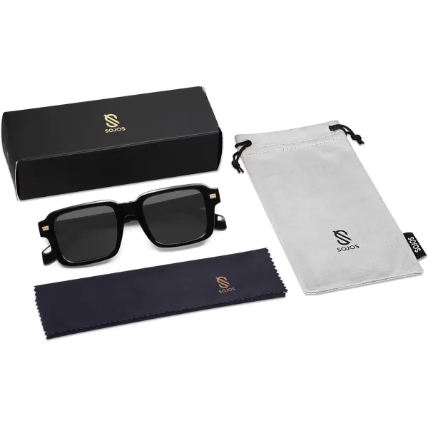 imageSOJOS Retro Square Polarized Sunglasses for Women Men 70s 80s Classic Vintage Rectangle Shades SJ2345BlackGrey