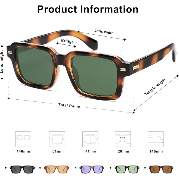 imageSOJOS Retro Square Polarized Sunglasses for Women Men 70s 80s Classic Vintage Rectangle Shades SJ2345Brown TortoiseDark Green