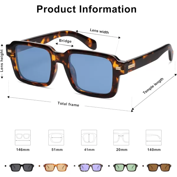 imageSOJOS Retro Square Polarized Sunglasses for Women Men 70s 80s Classic Vintage Rectangle Shades SJ2345Dark TortoiseBlue
