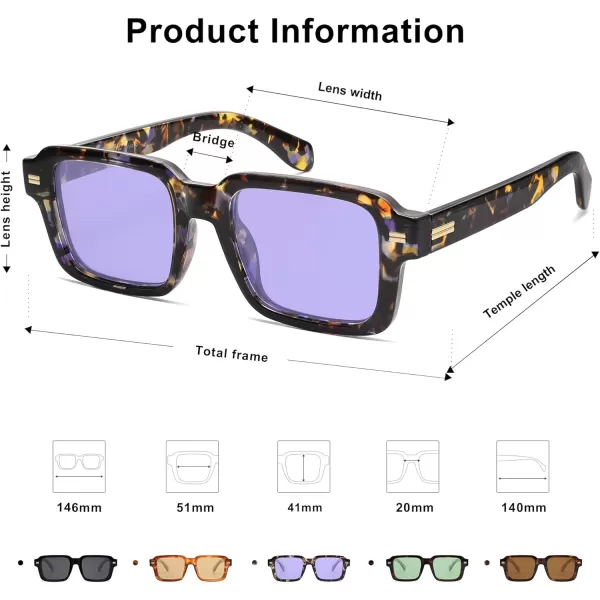 imageSOJOS Retro Square Polarized Sunglasses for Women Men 70s 80s Classic Vintage Rectangle Shades SJ2345Purple TortoiseLight Purple