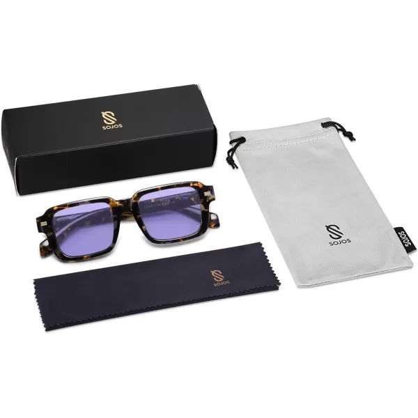 imageSOJOS Retro Square Polarized Sunglasses for Women Men 70s 80s Classic Vintage Rectangle Shades SJ2345Purple TortoiseLight Purple
