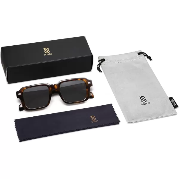 imageSOJOS Retro Square Polarized Sunglasses for Women Men 70s 80s Classic Vintage Rectangle Shades SJ2345TortoiseGrey